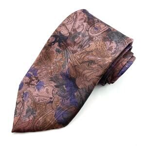 Vintage Oscar de la Renta Men's Tie Necktie Purple Ombre Paisley Floral Tapestry